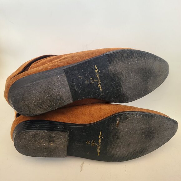 Vtg 80s 90s Impo Brown Ankle Slouch Boots 8 Boho Retro Robin Hood - Picture 10 of 16